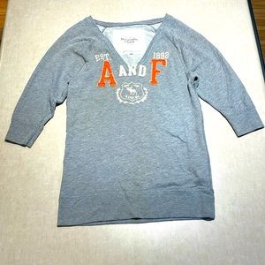 Abercrombie & Fitch Women’s Long Bottom Sweatshirt, V-Neck, 3/4 Sleeve